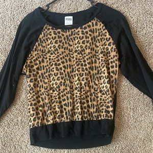 PINK cheetah and black long sleeve top